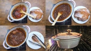 Preparing the sauce and roasting the meat